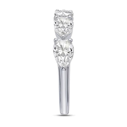 2.0 ct. Gesamtgewicht Memoire-Ring mit fünf tropfenförmigen Labordiamanten in 10K Weißgold (F/VS2)