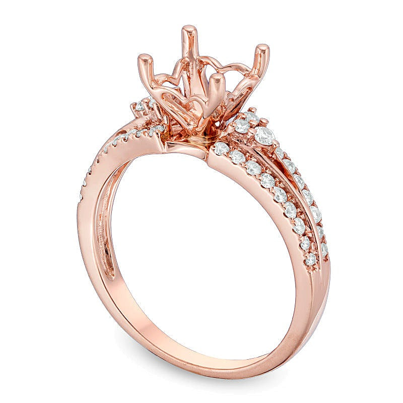 0.38 ct. Gesamtgewicht Diamant Semi-Mount mit dreiseitigem Besatz in 14K Roségold
