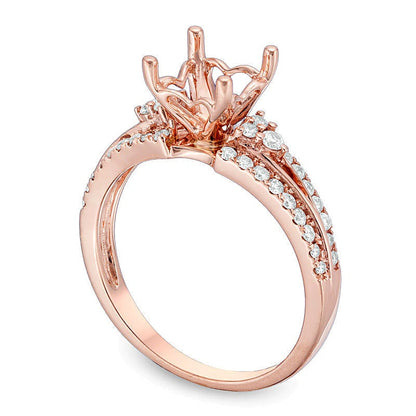 0.38 ct. Gesamtgewicht Diamant Semi-Mount mit dreiseitigem Besatz in 14K Roségold