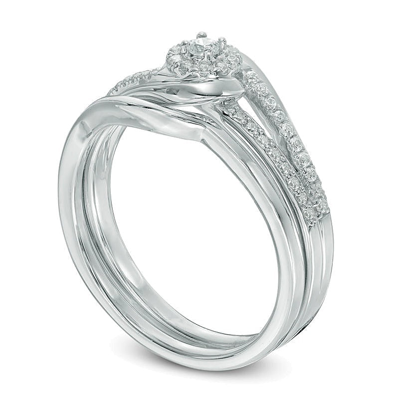 0.25 ct. Gesamtgewicht Diamant Brautset mit Swirl-Fassung in 10K Weißgold