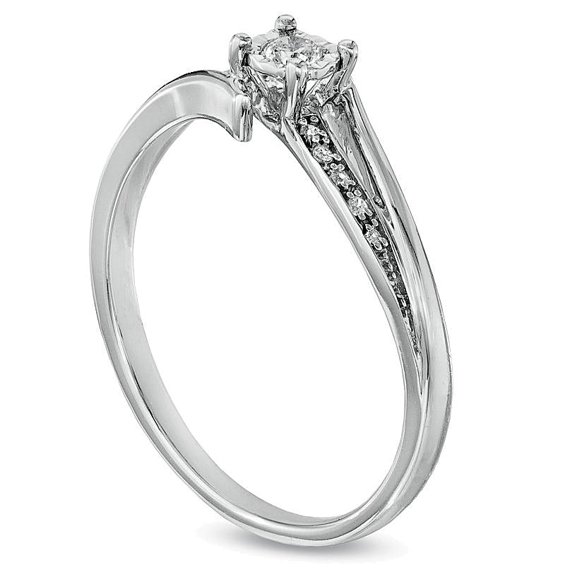 0.07 ct. Gesamtgewicht Diamant Bypass Freundschaftsring in 10K Weißgold