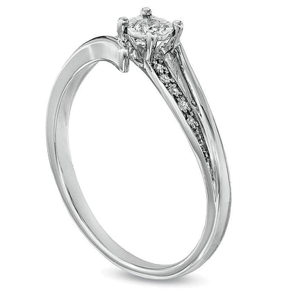 0.07 ct. Gesamtgewicht Diamant Bypass Freundschaftsring in 10K Weißgold