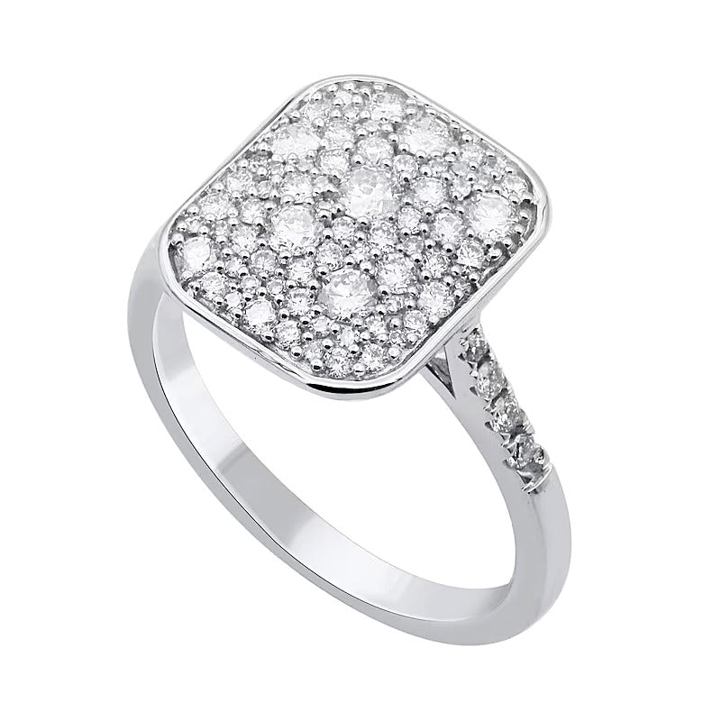 0.75 ct. Gesamtgewicht Fashion-Ring mit Diamanten im Kissenschliff in rhodiniertem Sterlingsilber