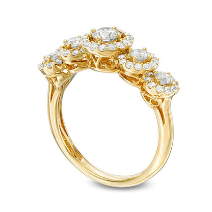1.0 ct. Gesamtgewicht Diamant Fünfstein-Memoire-Ring in 14K Gelbgold
