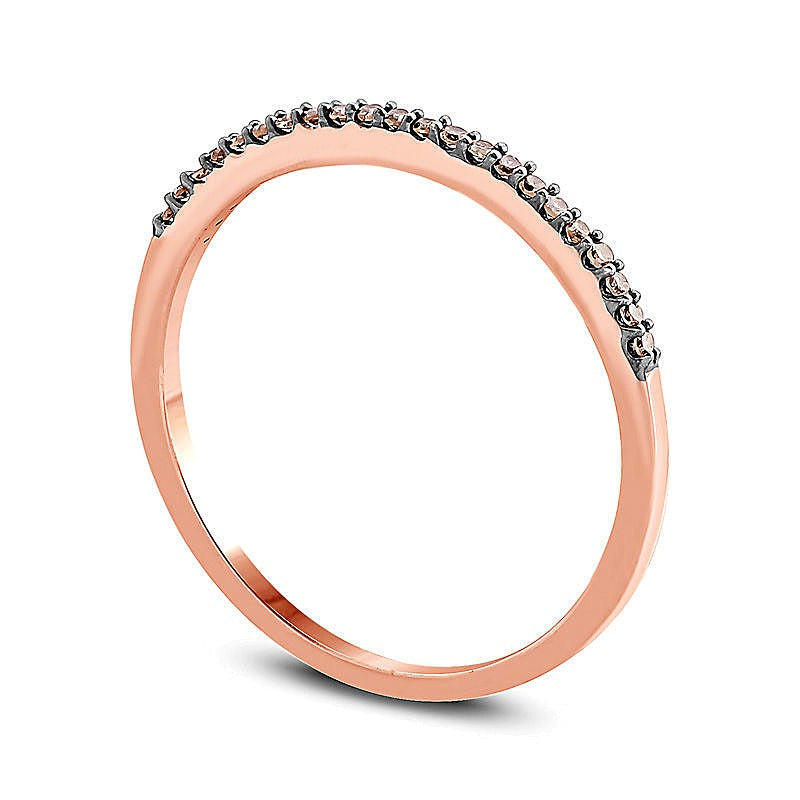 0.1 CT. TW Champagner-Diamant Memoire-Ring in 10K Roségold mit schwarzem Rhodium