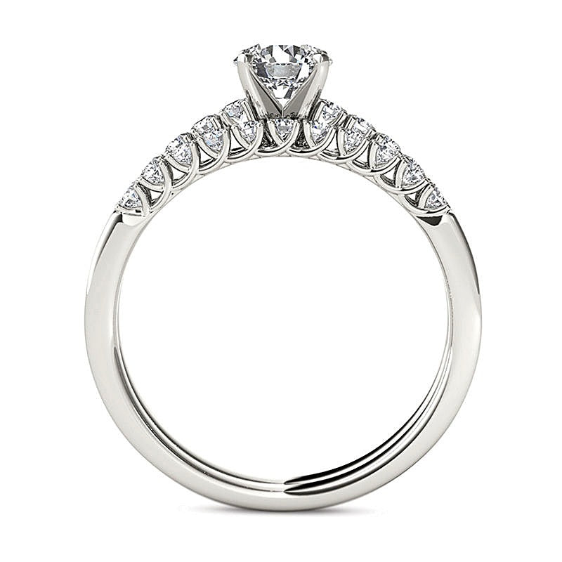 Brautset mit Diamanten 1.0 CT. Gesamtgewicht in 14K Weißgold