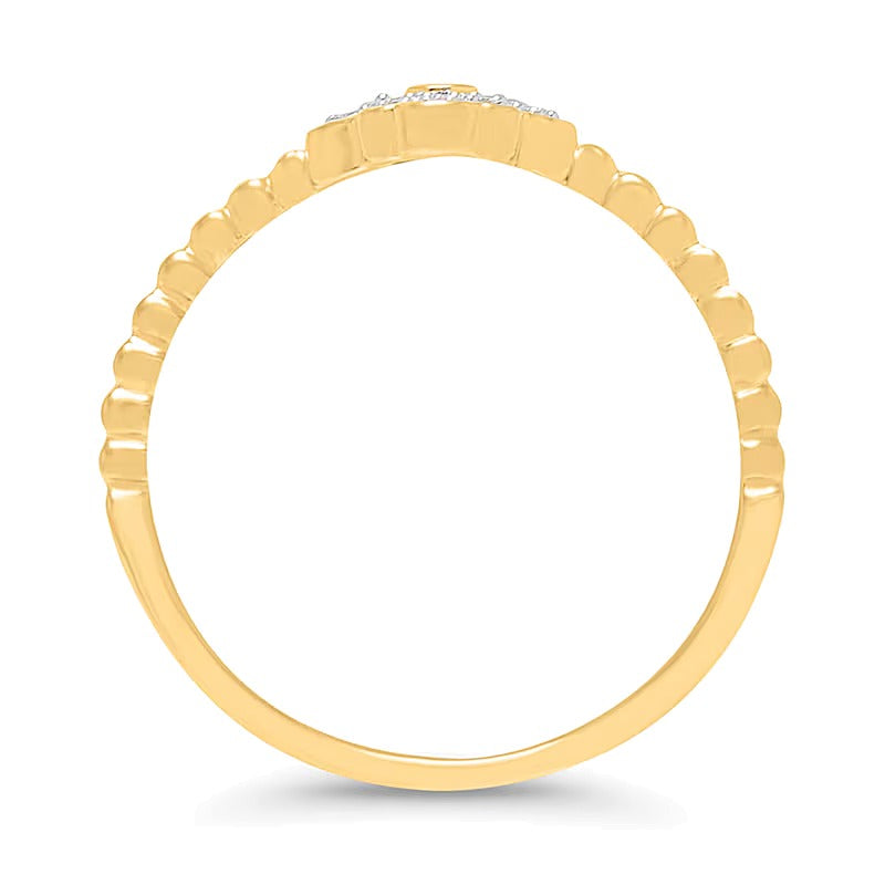 0.1 ct. Gesamtgewicht Ring mit blauen und weißen Diamanten Hamsa in 10K Gelbgold