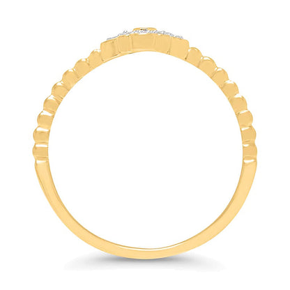 0.1 ct. Gesamtgewicht Ring mit blauen und weißen Diamanten Hamsa in 10K Gelbgold