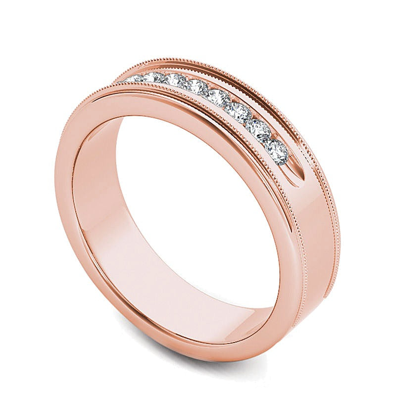 0.33 ct. Gesamtgewicht Diamant Ehering kanalgefasst mit Milgrain in 14K Roségold