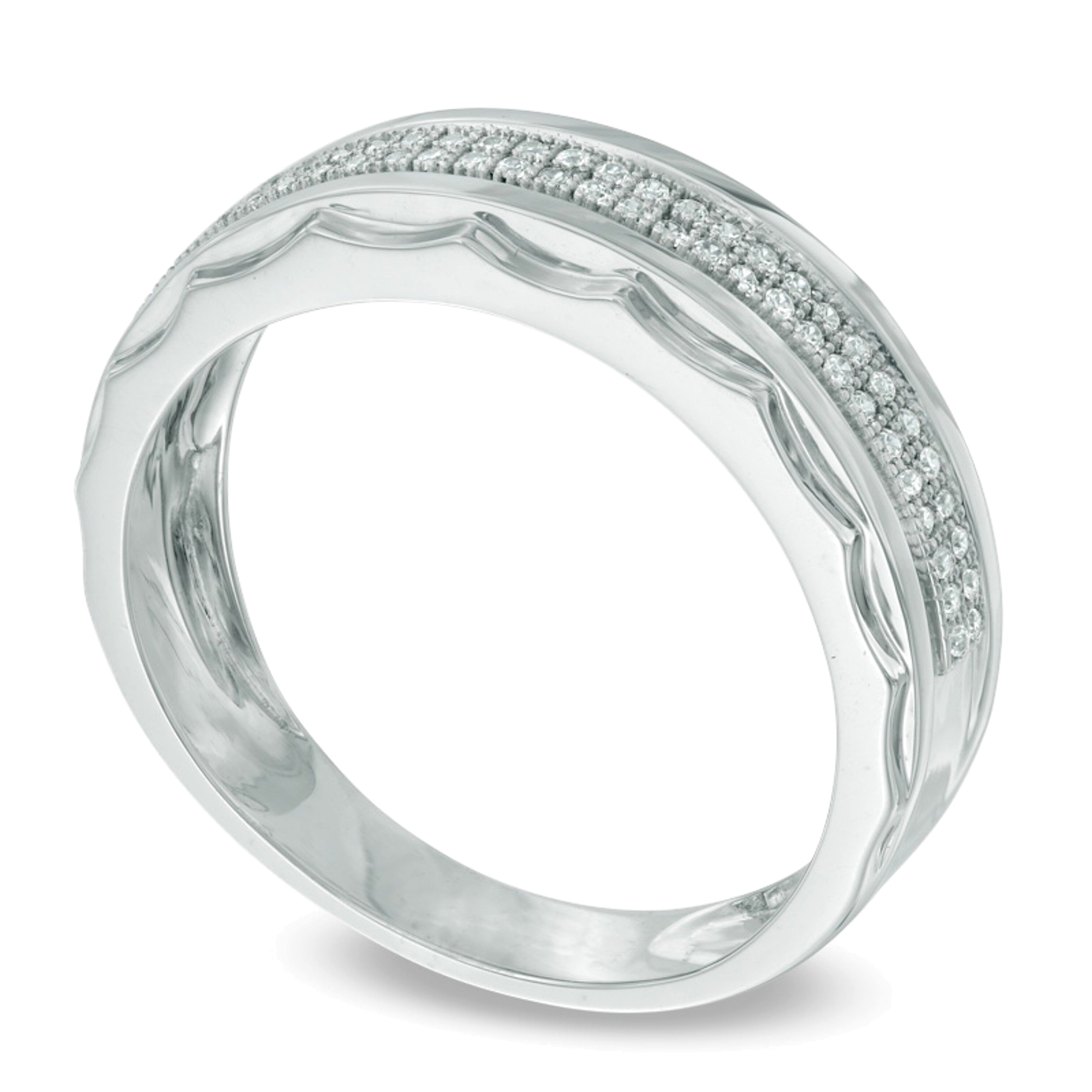 0.2 CT. Gesamtgewicht Diamant-Ehering zweireihig in 10K Weißgold