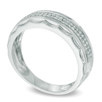 0.2 CT. Gesamtgewicht Diamant-Ehering zweireihig in 10K Weißgold