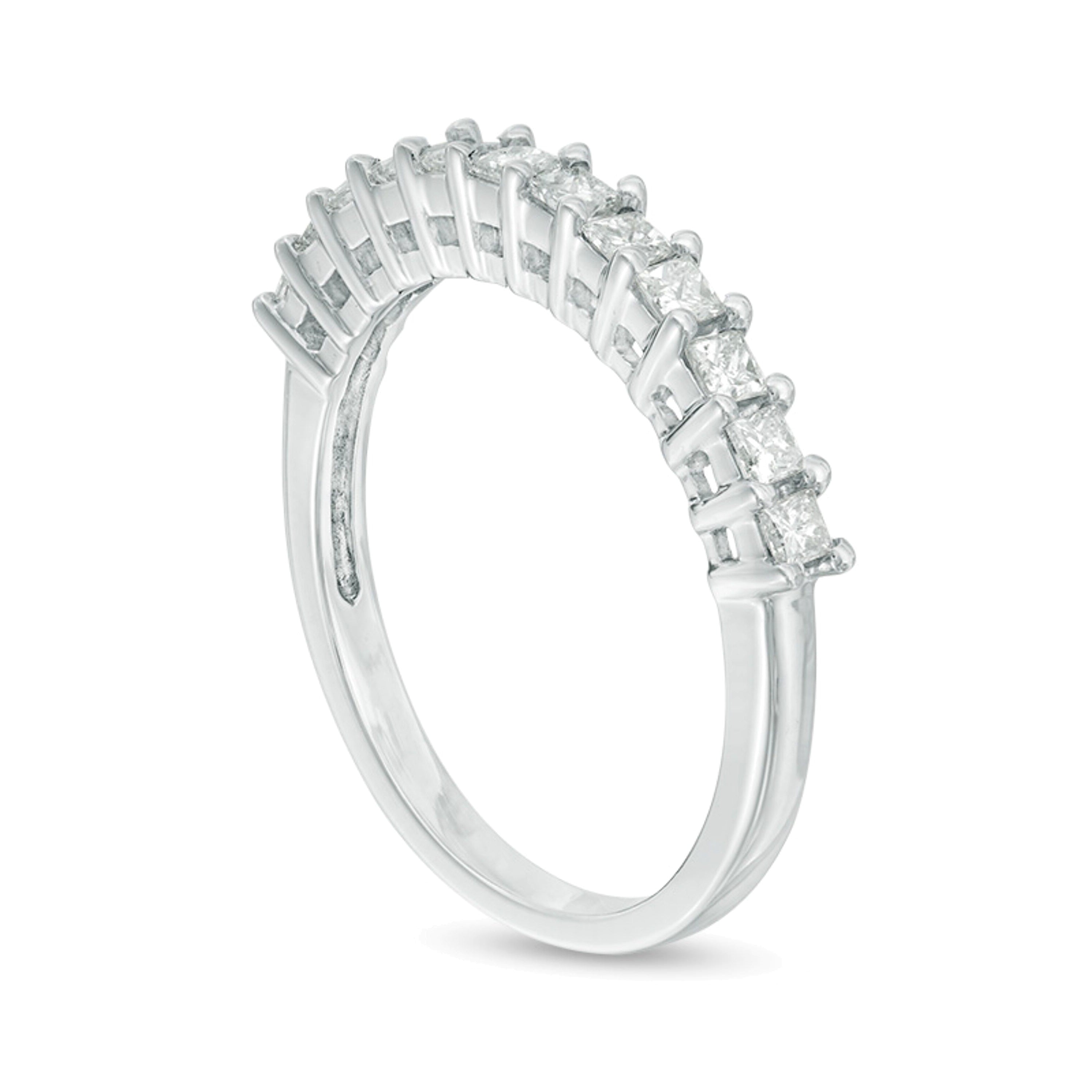 0.5 ct. Gesamtgewicht Memoire-Ring mit Diamanten im Princess-Schliff in 10K Weißgold