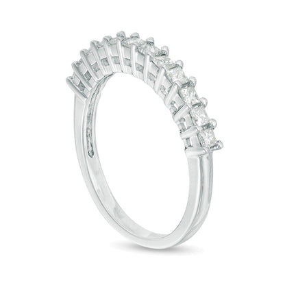 0.5 ct. Gesamtgewicht Memoire-Ring mit Diamanten im Princess-Schliff in 10K Weißgold
