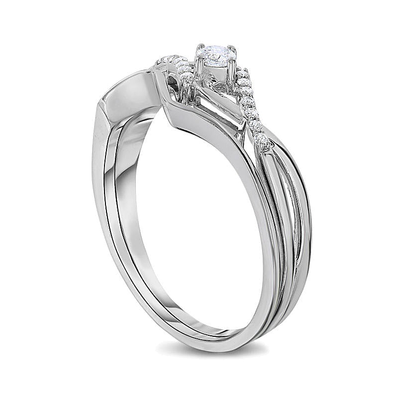 0.17 ct. Gesamtgewicht Diamant Twist Brautset in 10K Weißgold