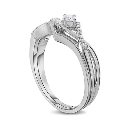 0.17 ct. Gesamtgewicht Diamant Twist Brautset in 10K Weißgold