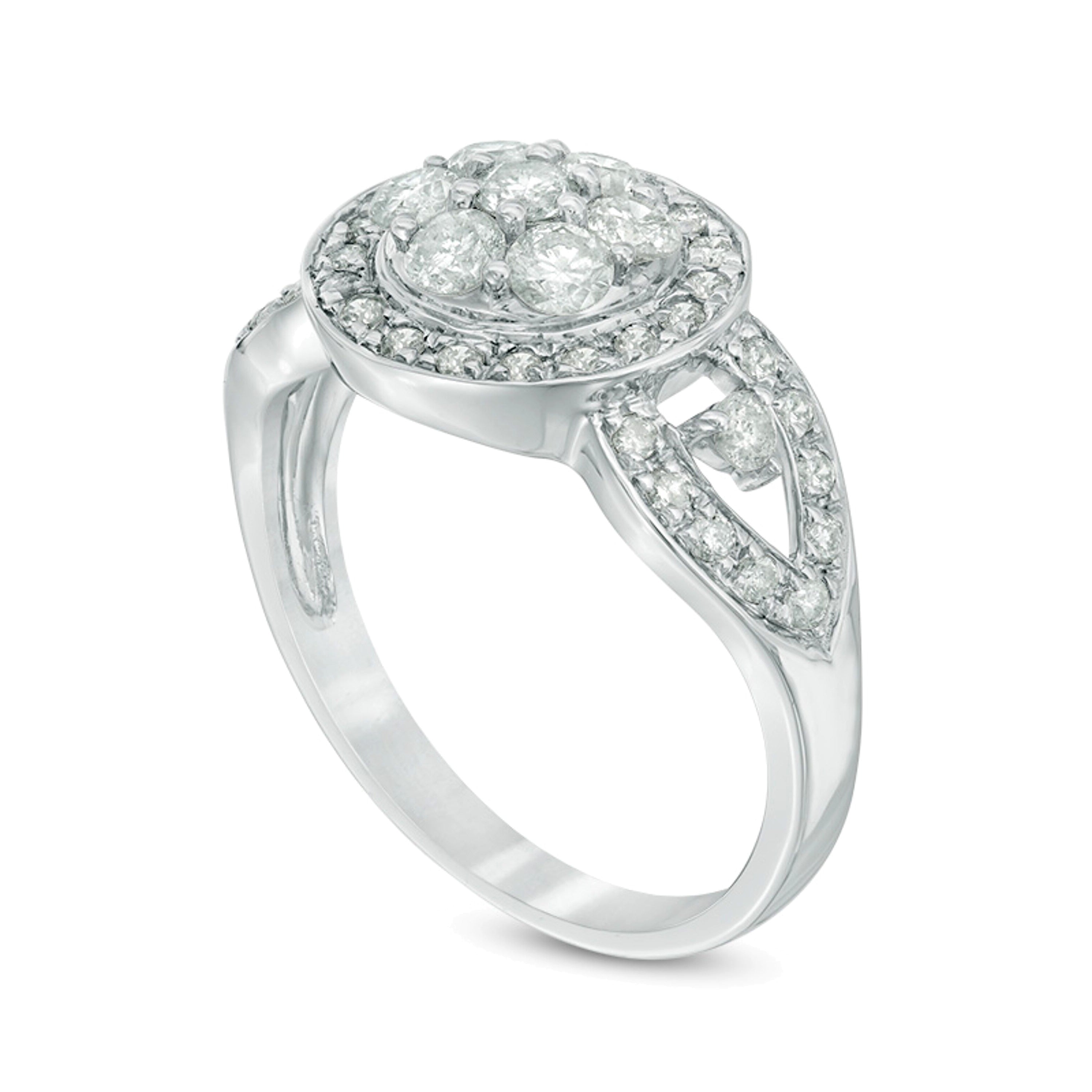 Verlobungsring mit mehreren Diamanten 1.0 ct. Gesamtgewicht in 10K Weißgold