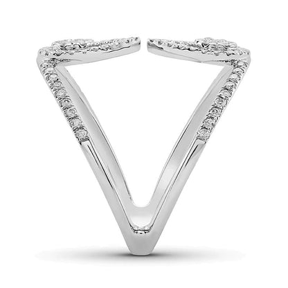 0.5 ct. Gesamtgewicht Fashion-Ring mit mehreren Diamanten und gespiegeltem Tropfen-Design, offene Ringschiene, aus 10K Weißgold