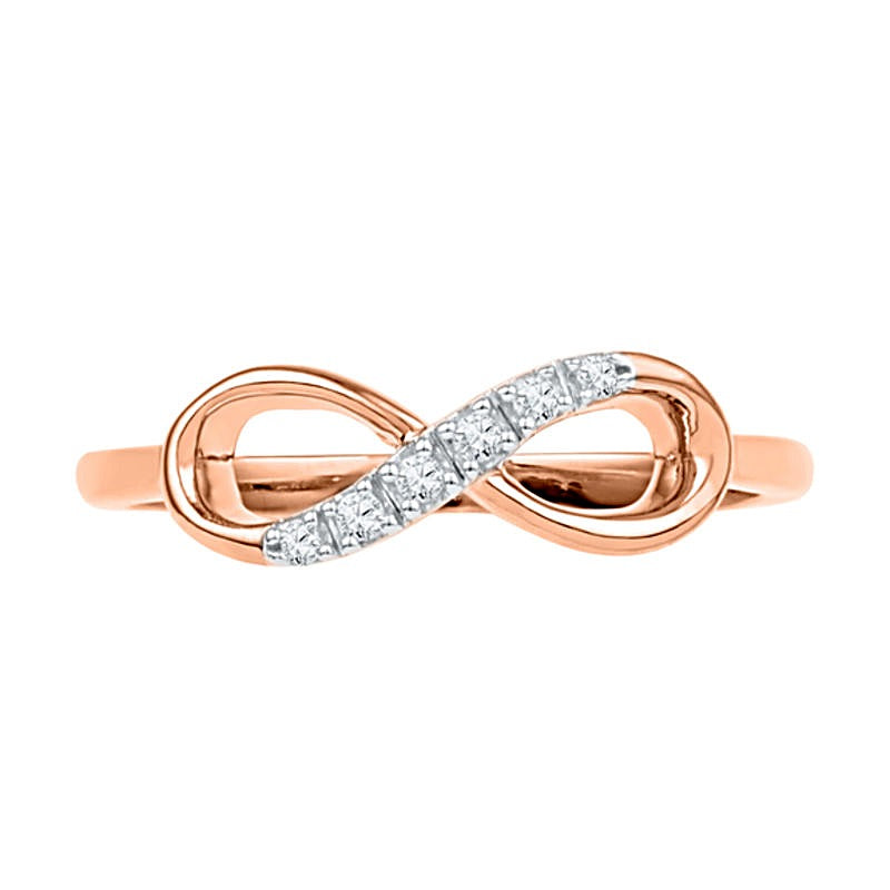 Infinity-Ring mit Diamanten in 10K Roségold