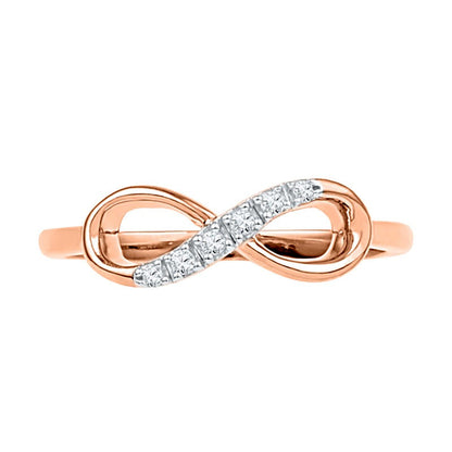 Infinity-Ring mit Diamanten in 10K Roségold