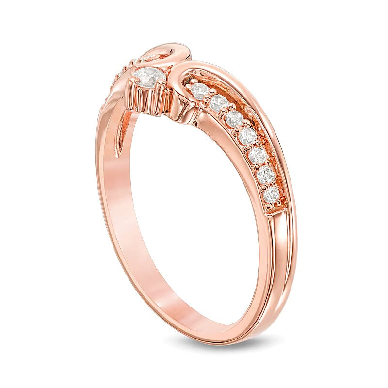 0.2 ct. Gesamtgewicht Diamant Krone Kontur Ehering in 14K Roségold
