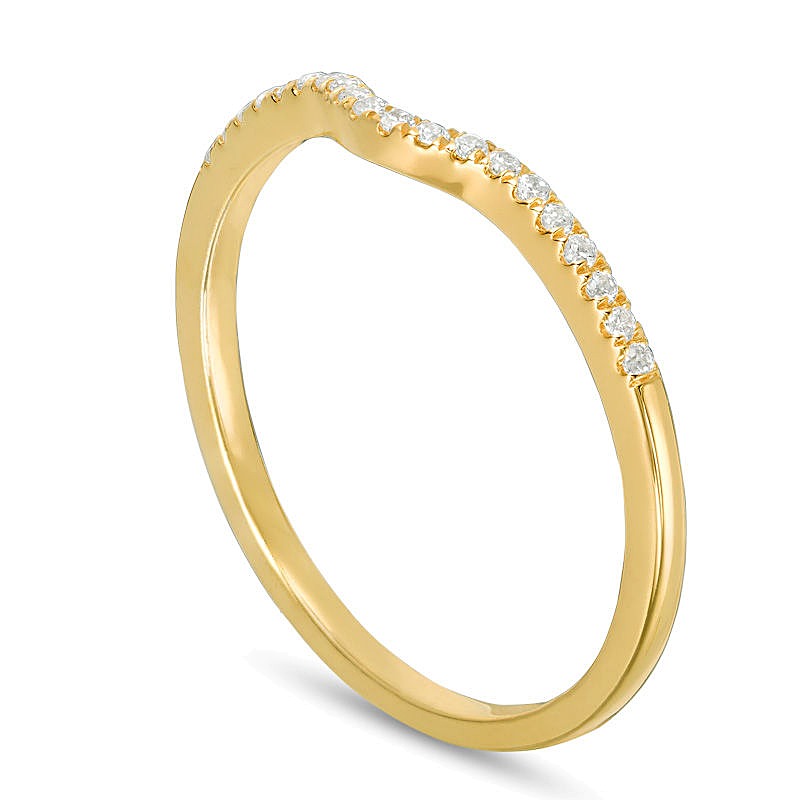 Ehering mit Diamanten 0.1 ct. Gesamtgewicht in 10K Gelbgold