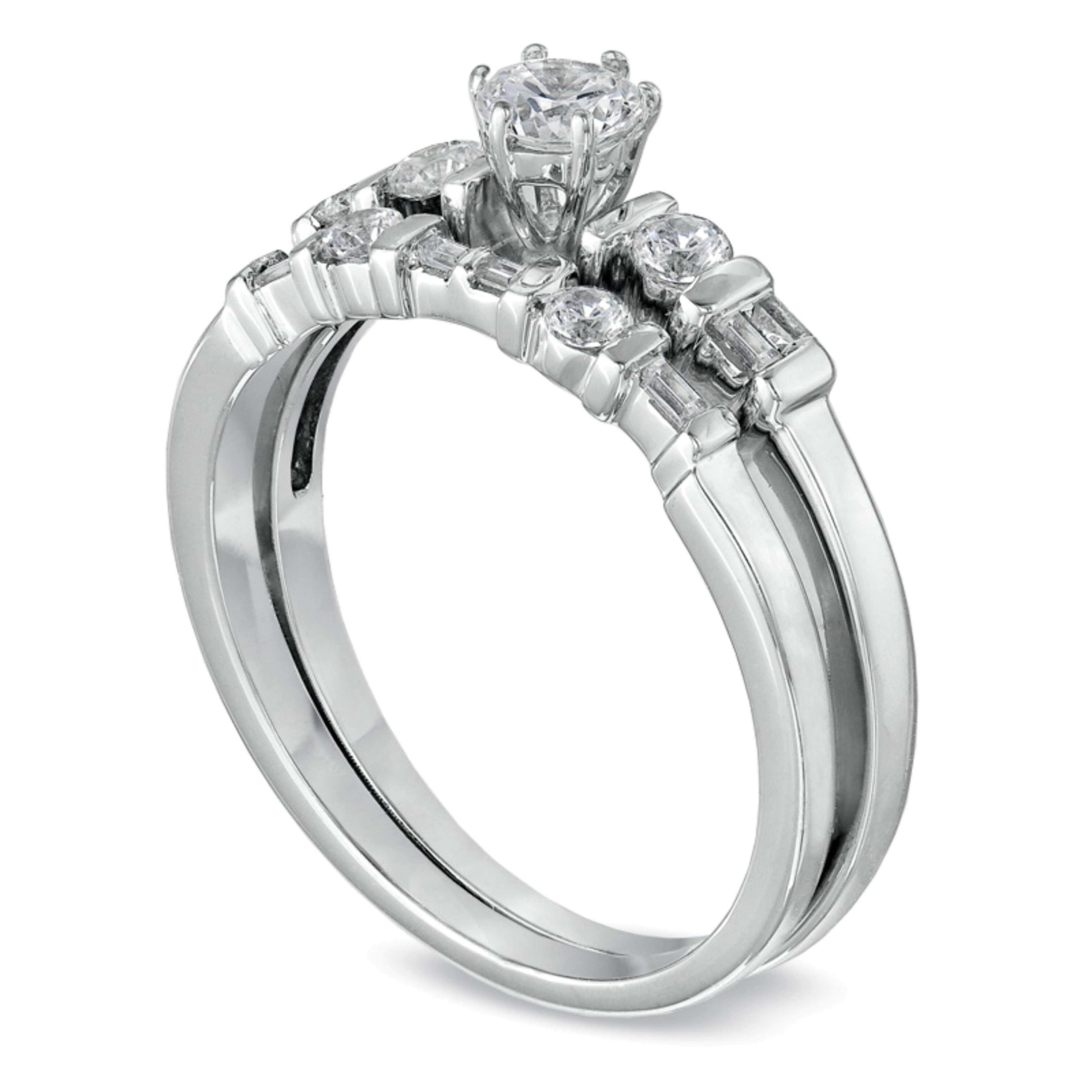 Brautset mit Diamanten 0.5 ct. Gesamtgewicht in 10K Weißgold