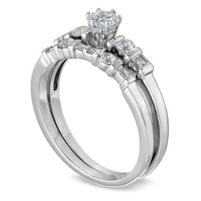 Brautset mit Diamanten 0.5 ct. Gesamtgewicht in 10K Weißgold
