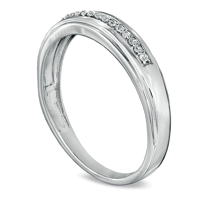 Ehering mit Diamantbesatz in 10K Weißgold