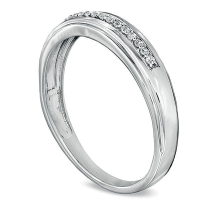 Ehering mit Diamantbesatz in 10K Weißgold