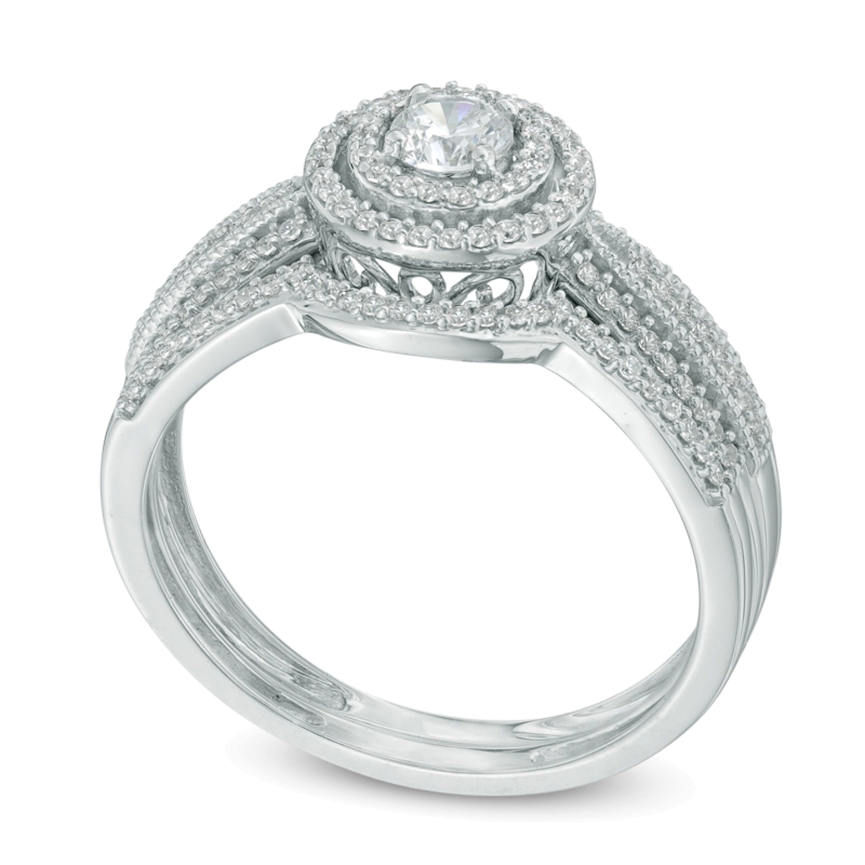 Brautset mit Diamanten 0.5 ct. Gesamtgewicht in 10K Weißgold