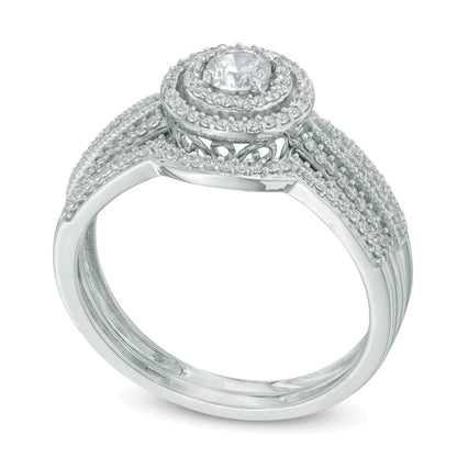 Brautset mit Diamanten 0.5 ct. Gesamtgewicht in 10K Weißgold