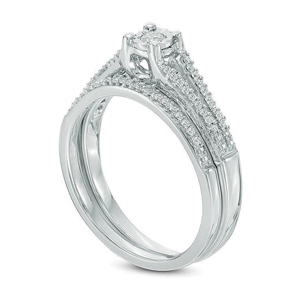 0.2 CT. Gesamtgewicht Diamant Braut-Set mit Split-Shank in 10K Weißgold