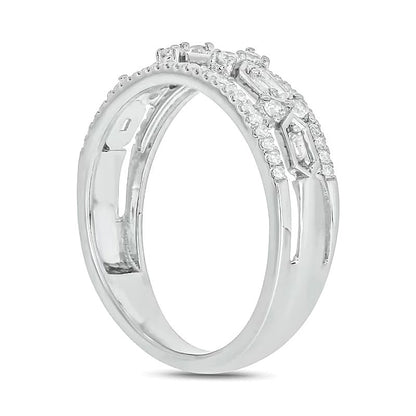 0.33 ct. Gesamtgewicht Diamant Ring mit Hexagon-Stationen in 10K Weißgold