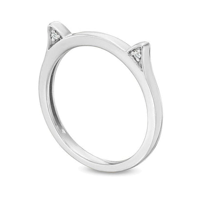 Fashion-Ring Katzenohren mit Diamant-Besatz in 10K Weißgold