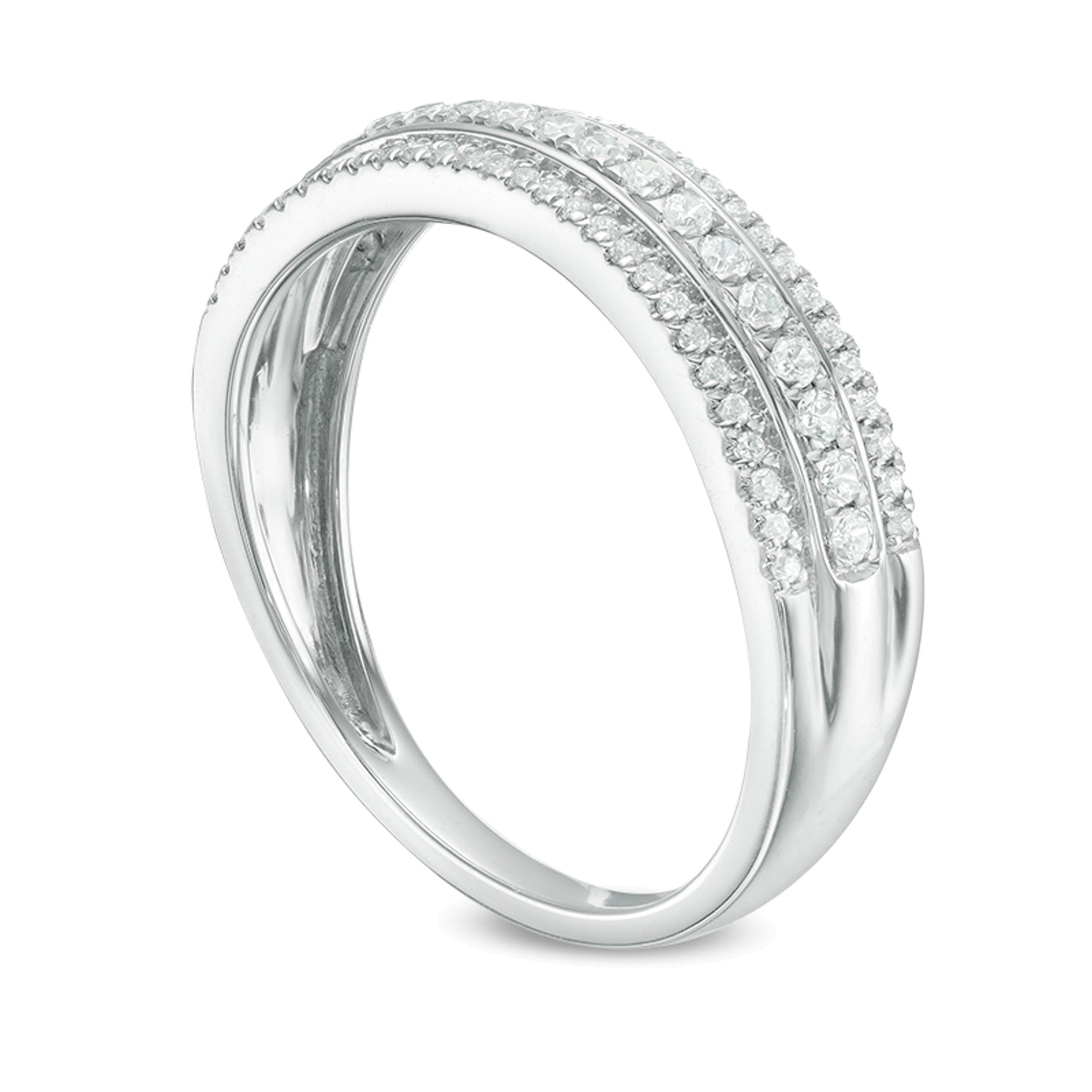 0.33 ct. Gesamtgewicht Diamant Ehering dreireihig in 10K Weißgold