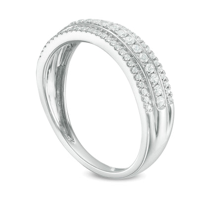0.33 ct. Gesamtgewicht Diamant Ehering dreireihig in 10K Weißgold