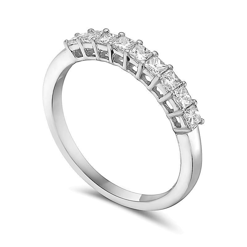 0.5 ct. Gesamtgewicht Diamant-Memoire-Ring im Princess-Schliff mit neun Steinen in 14K Weißgold