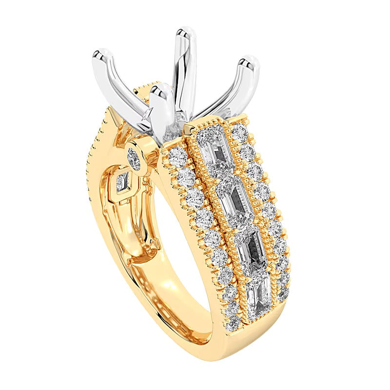 1,75 ct. Gesamtgewicht zertifizierter Labordiamant Semi-Mount Fassung in 14K Gelbgold (F/VS2)