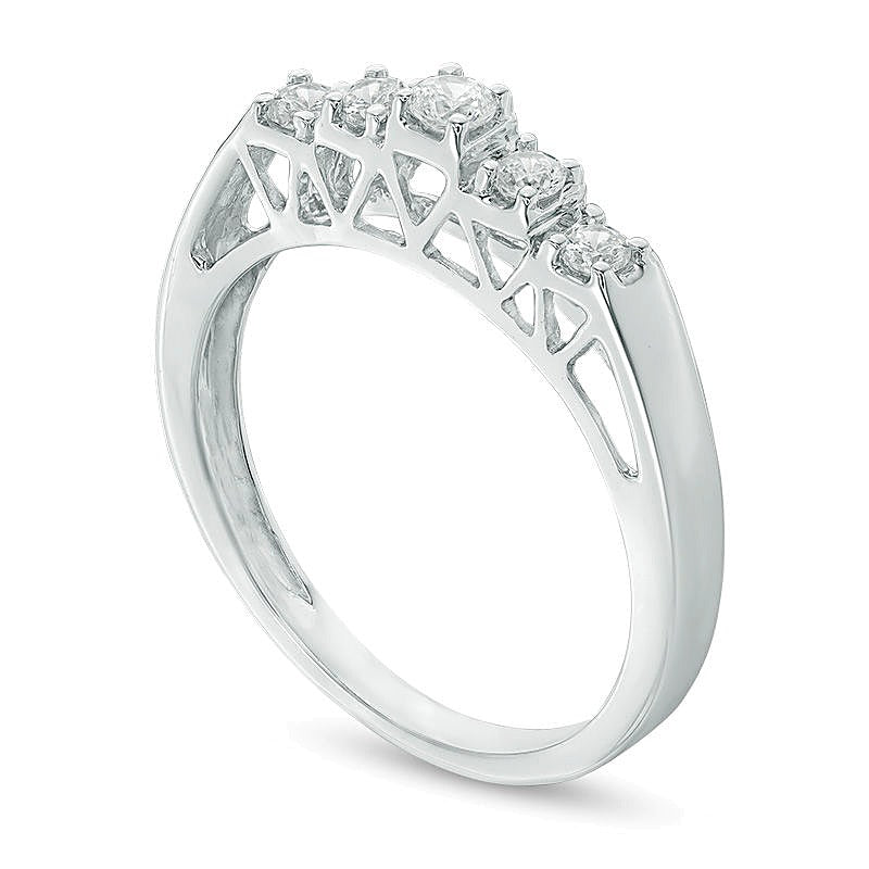 0.25 ct. Gesamtgewicht Diamant Fünfstein-Memoire-Ring in 10K Weißgold