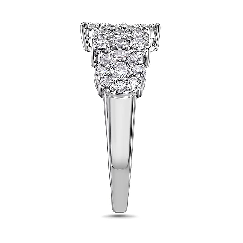 1.0 ct. Gesamtgewicht Diamant-Ring mit Marquise, oval und Smaragdschliff, geometrisch, in 10K Weißgold