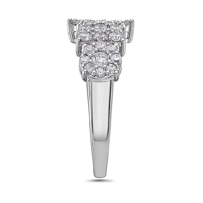 1.0 ct. Gesamtgewicht Diamant-Ring mit Marquise, oval und Smaragdschliff, geometrisch, in 10K Weißgold