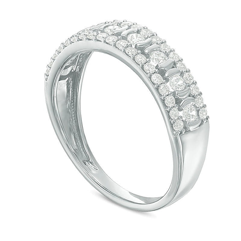0.5 CT. Gesamtgewicht Diamant Ehering dreireihig in 10K Weißgold