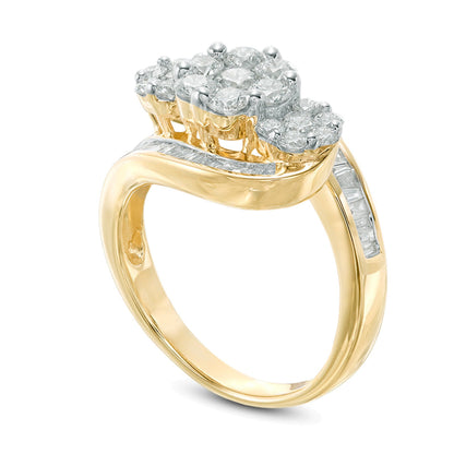 Cocktail-Ring mit Diamanten 1.5 ct. Gesamtgewicht in 14K Gelbgold