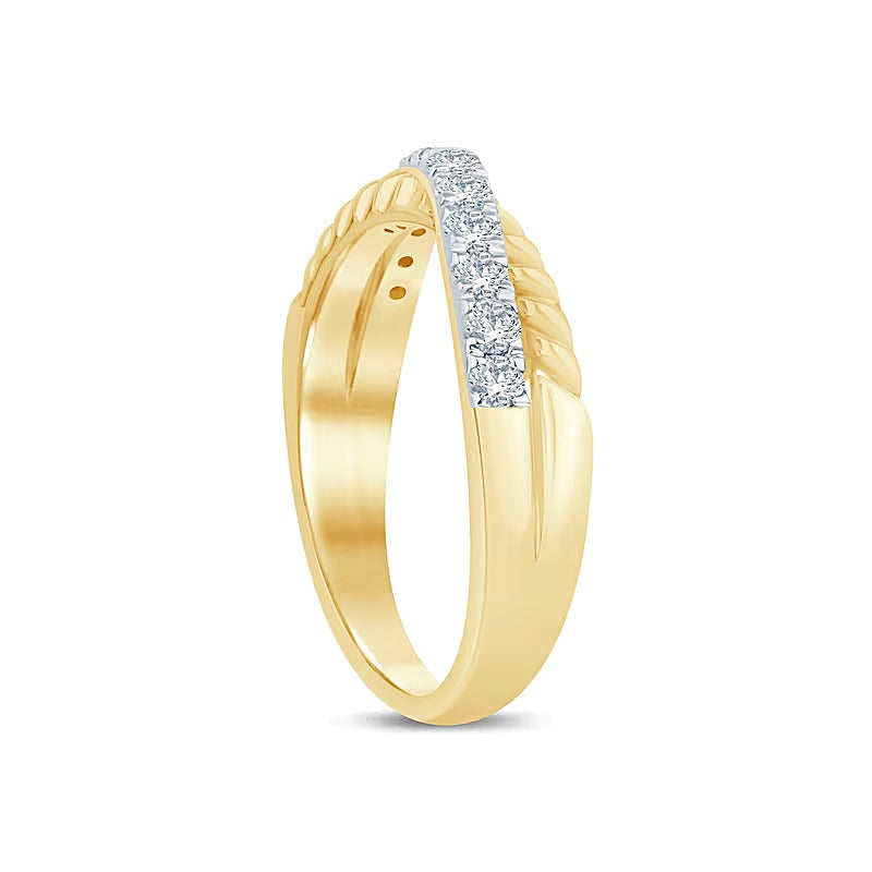 0.5 CT. Gesamtgewicht Labordiamant Rope Criss-Cross Ring in 14K Gelbgold (F/SI2)