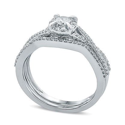 Brautset mit Diamanten 0.5 ct. Gesamtgewicht, rund, in 14K Weißgold