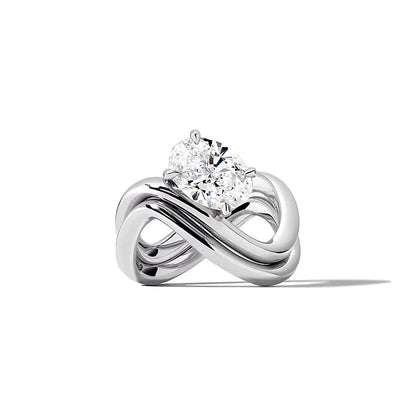 2.0 ct. ovaler Labordiamant Solitär Infinity-Ring in Platin (F/VS2)