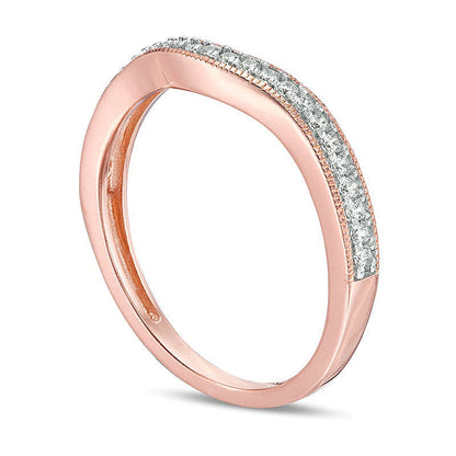 0.17 ct. Gesamtgewicht Diamant Ehering im Vintage-Stil mit Contour in 10K Roségold