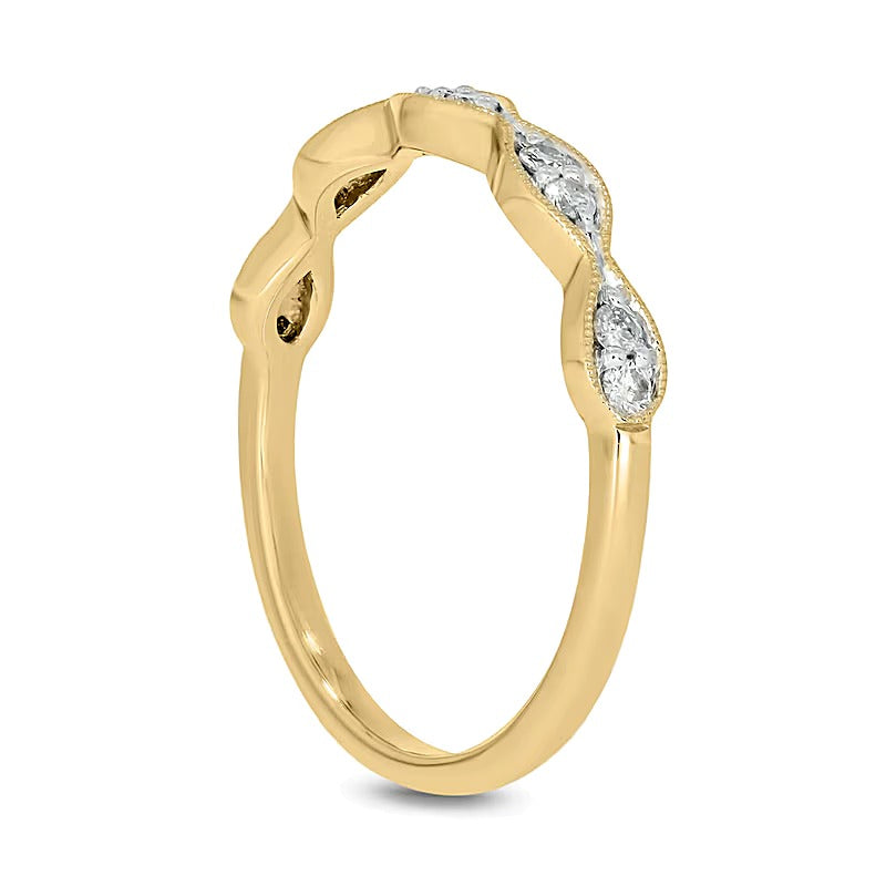 0.17 ct. Gesamtgewicht Marquise Multi-Diamant Ring im Vintage-Stil, stapelbar, in 10K Gelbgold