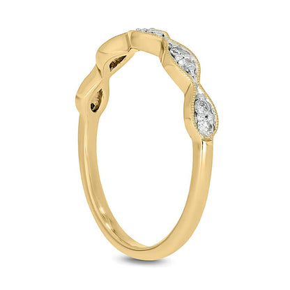 0.17 ct. Gesamtgewicht Marquise Multi-Diamant Ring im Vintage-Stil, stapelbar, in 10K Gelbgold