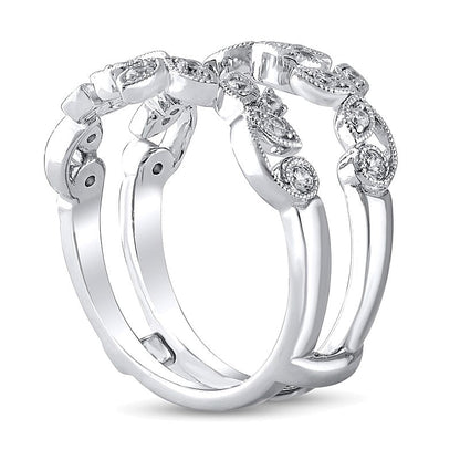 0.33 ct. Gesamtgewicht Diamant-Ring im Vintage-Stil mit Ranken-Motiv in 14K Weißgold